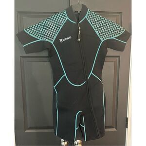 Zifumei Wetsuit Shorty Full Zipper Black Wet Suit Short Sleeves